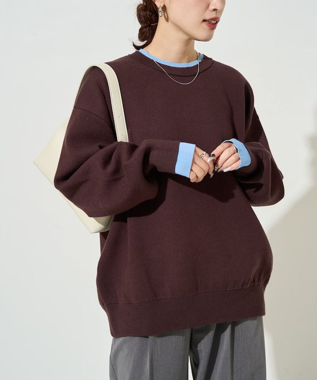 FREAKS STORE oversize輕盈保暖假兩件針織大學T_34