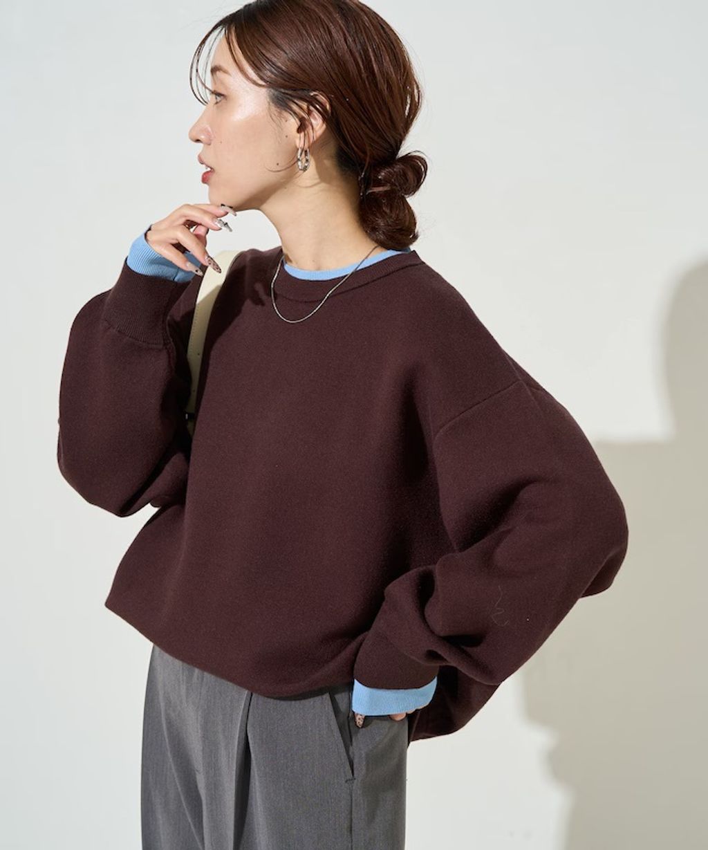 FREAKS STORE oversize輕盈保暖假兩件針織大學T_32