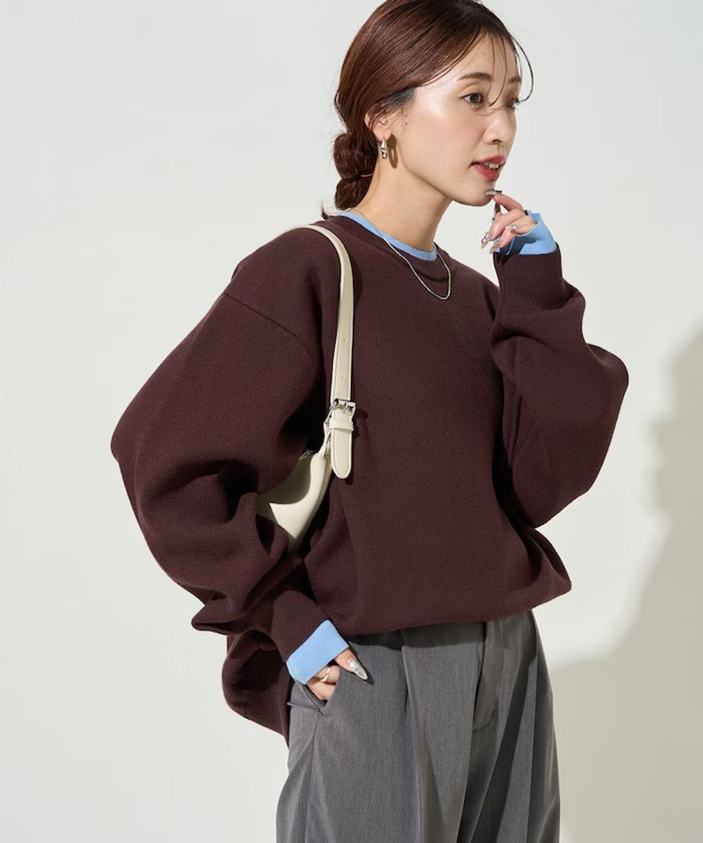 FREAKS STORE oversize輕盈保暖假兩件針織大學T_29