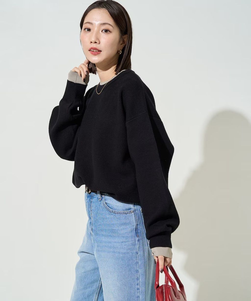 FREAKS STORE oversize輕盈保暖假兩件針織大學T_21