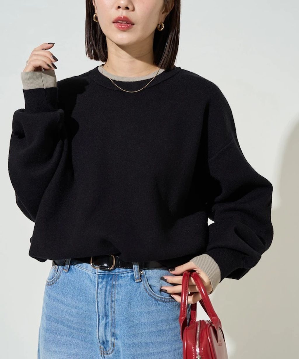 FREAKS STORE oversize輕盈保暖假兩件針織大學T_25