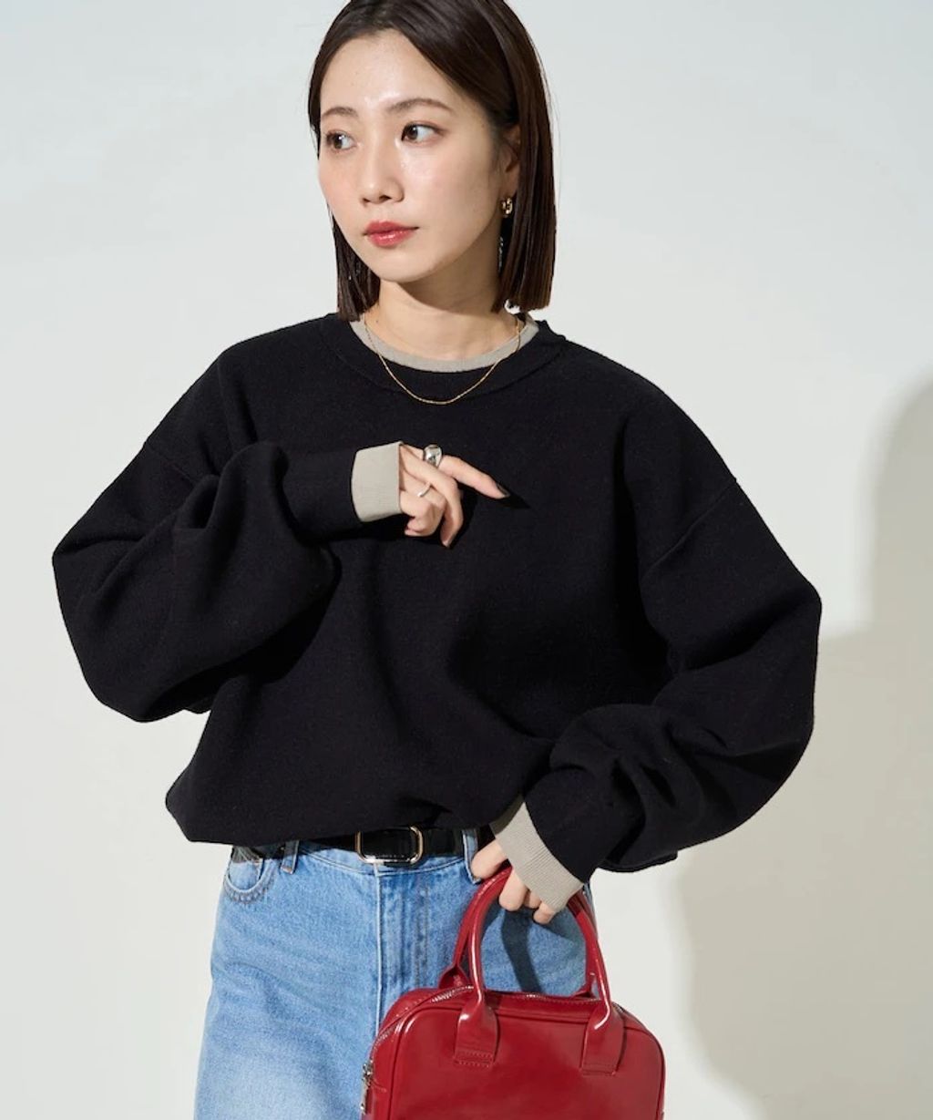 FREAKS STORE oversize輕盈保暖假兩件針織大學T_23