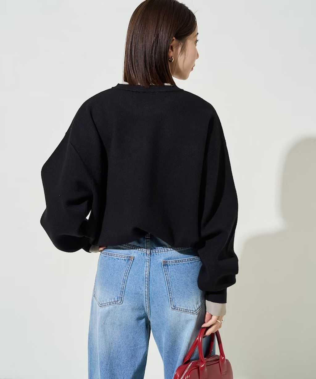 FREAKS STORE oversize輕盈保暖假兩件針織大學T_22