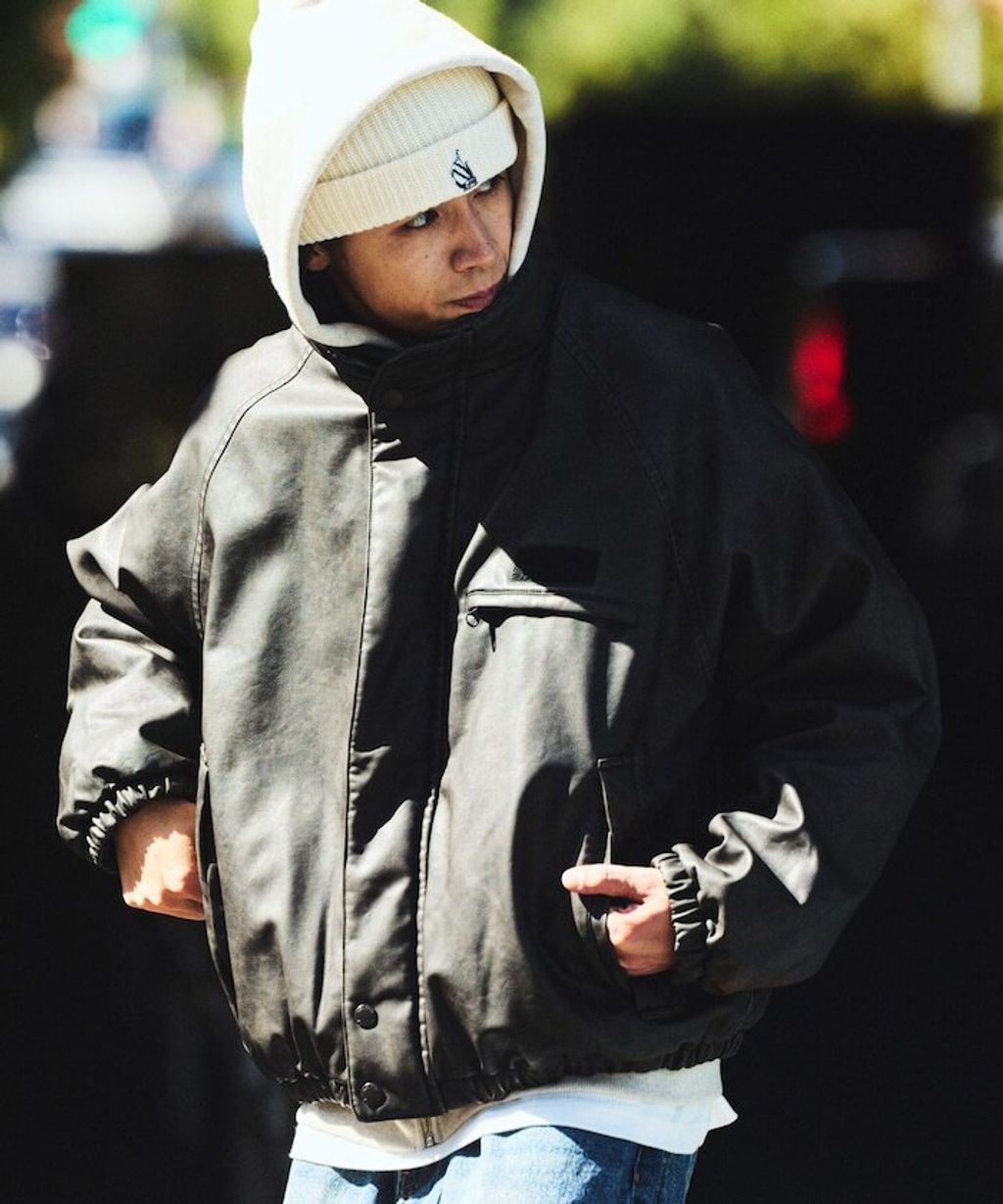 NAUTICA 類皮革×尼龍雙面兩穿鋪棉外套_8