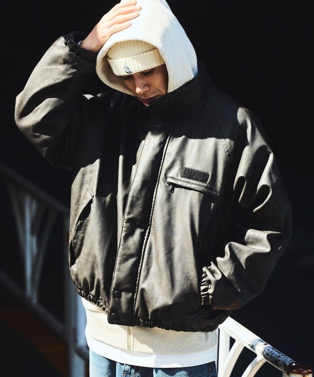 NAUTICA 類皮革×尼龍雙面兩穿鋪棉外套_7