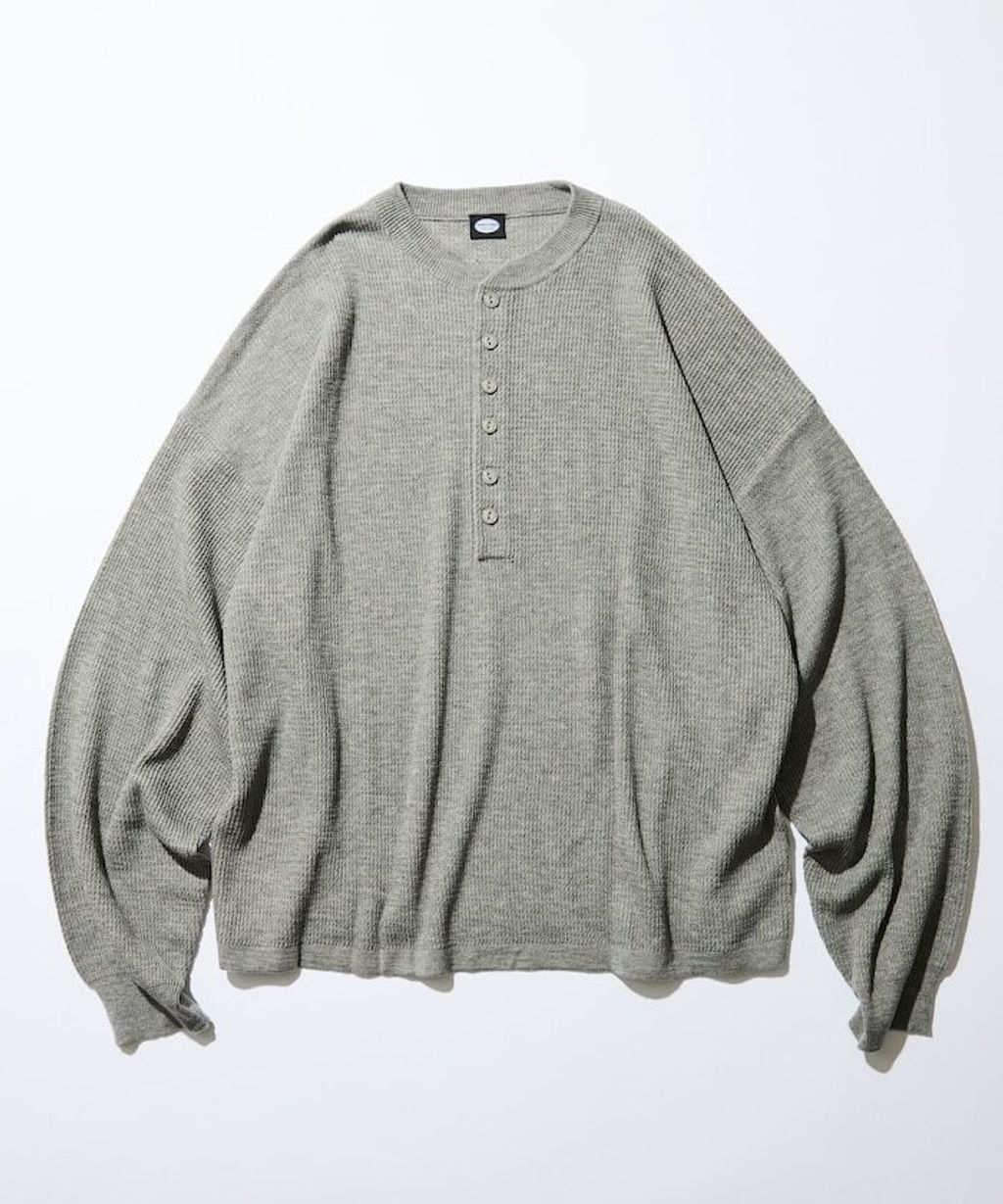 FREAKS STORE 寬版深亨利領落肩混紡針織上衣_5