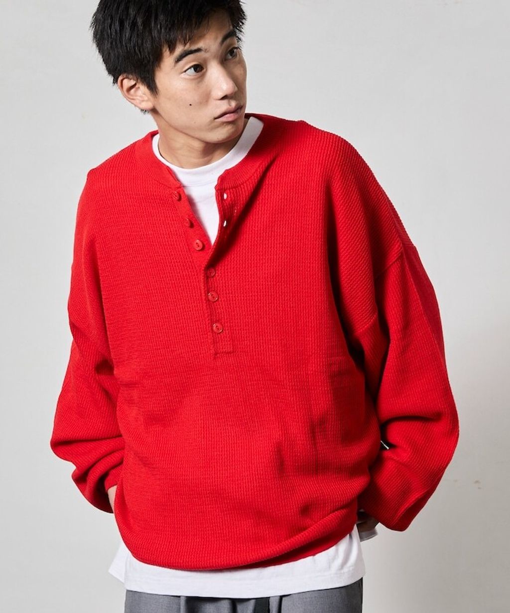 FREAKS STORE 寬版深亨利領落肩混紡針織上衣_31