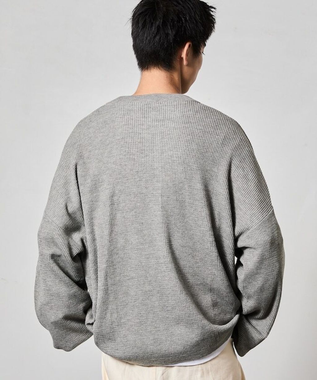 FREAKS STORE 寬版深亨利領落肩混紡針織上衣_41