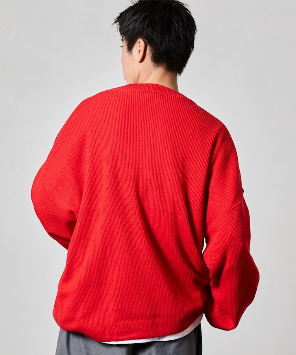 FREAKS STORE 寬版深亨利領落肩混紡針織上衣_35