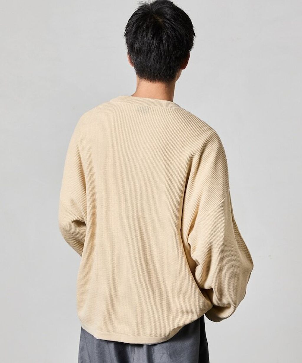 FREAKS STORE 寬版深亨利領落肩混紡針織上衣_26