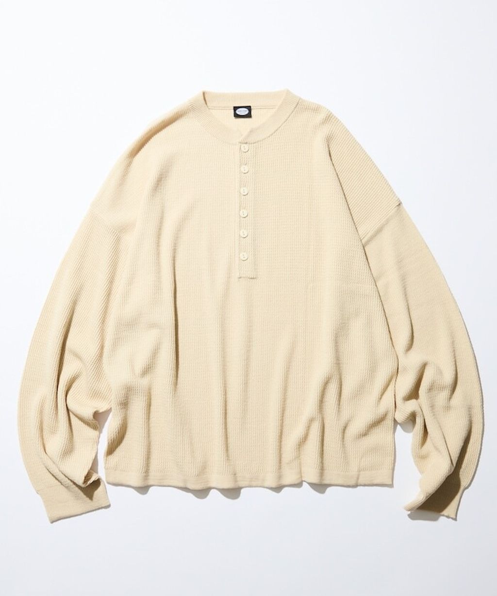 FREAKS STORE 寬版深亨利領落肩混紡針織上衣_14