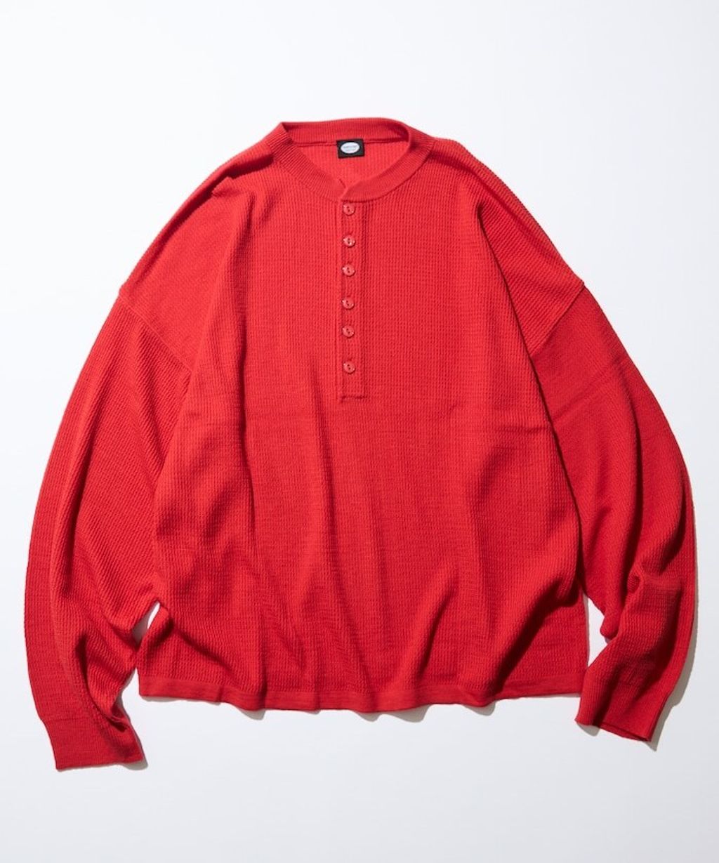 FREAKS STORE 寬版深亨利領落肩混紡針織上衣_12