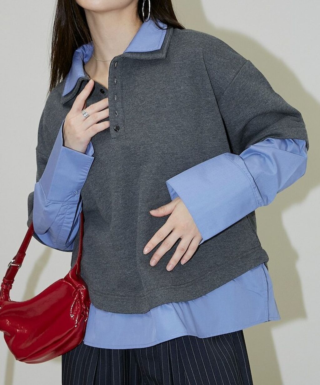 FREAKS STORE 假兩件寬鬆版型襯衫領POLO衫_2