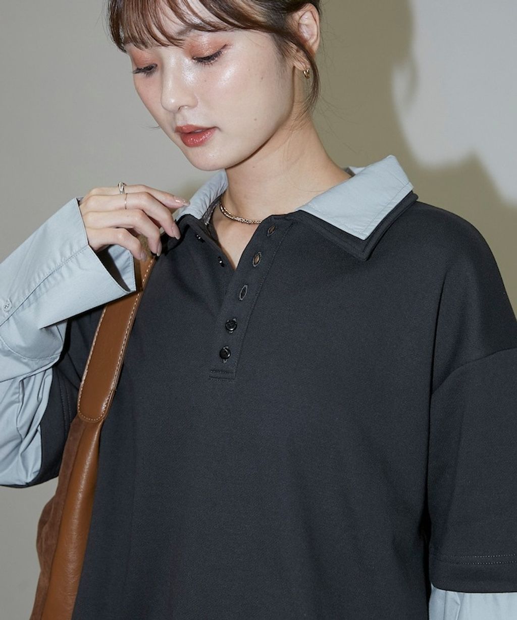 FREAKS STORE 假兩件寬鬆版型襯衫領POLO衫_1