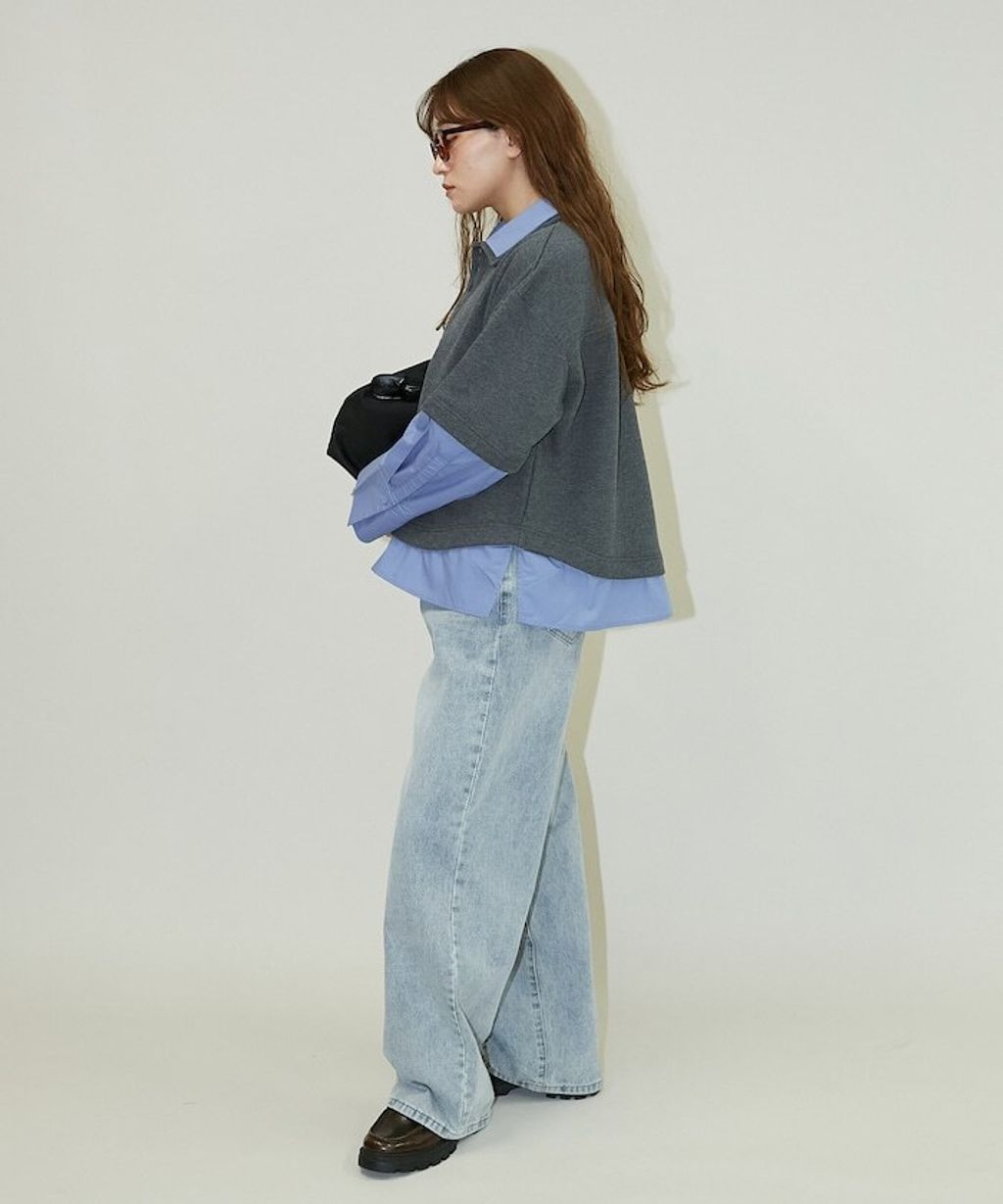 FREAKS STORE 假兩件寬鬆版型襯衫領POLO衫_49