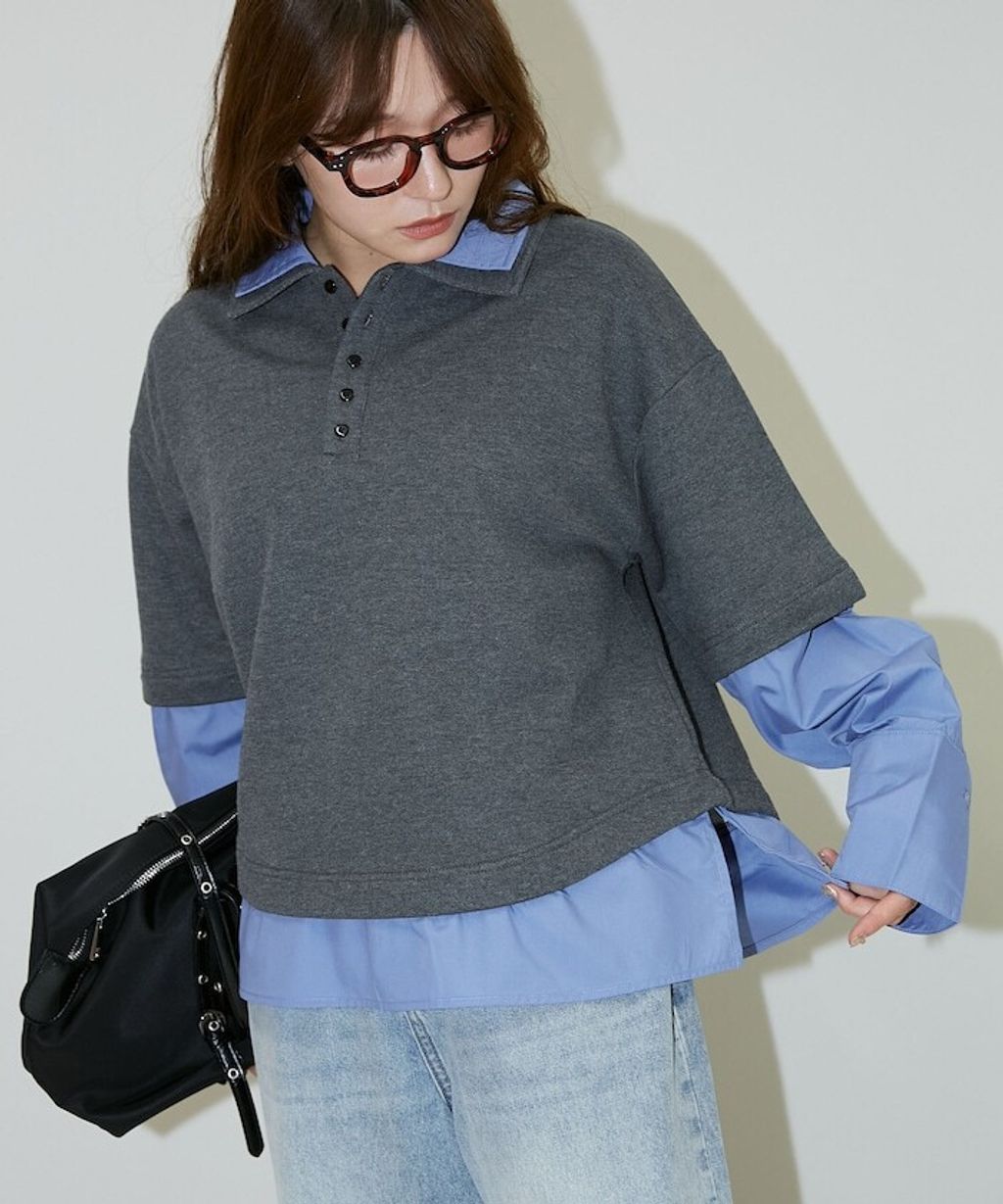 FREAKS STORE 假兩件寬鬆版型襯衫領POLO衫_51