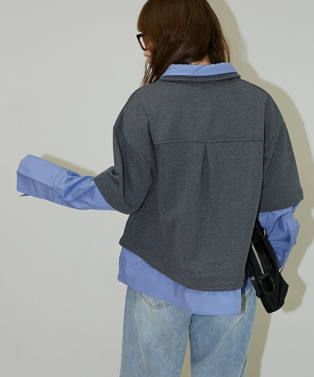 FREAKS STORE 假兩件寬鬆版型襯衫領POLO衫_46