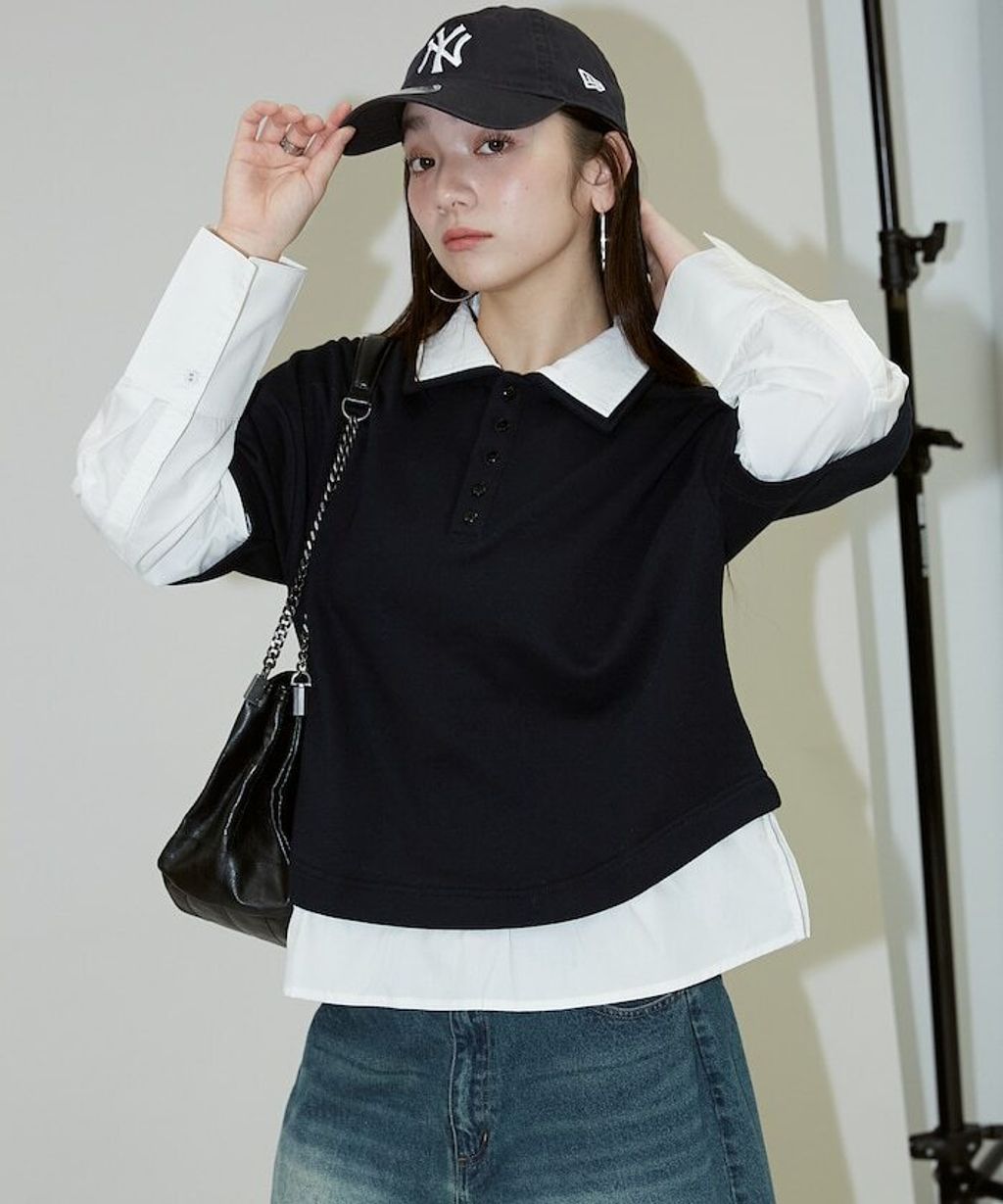 FREAKS STORE 假兩件寬鬆版型襯衫領POLO衫_32