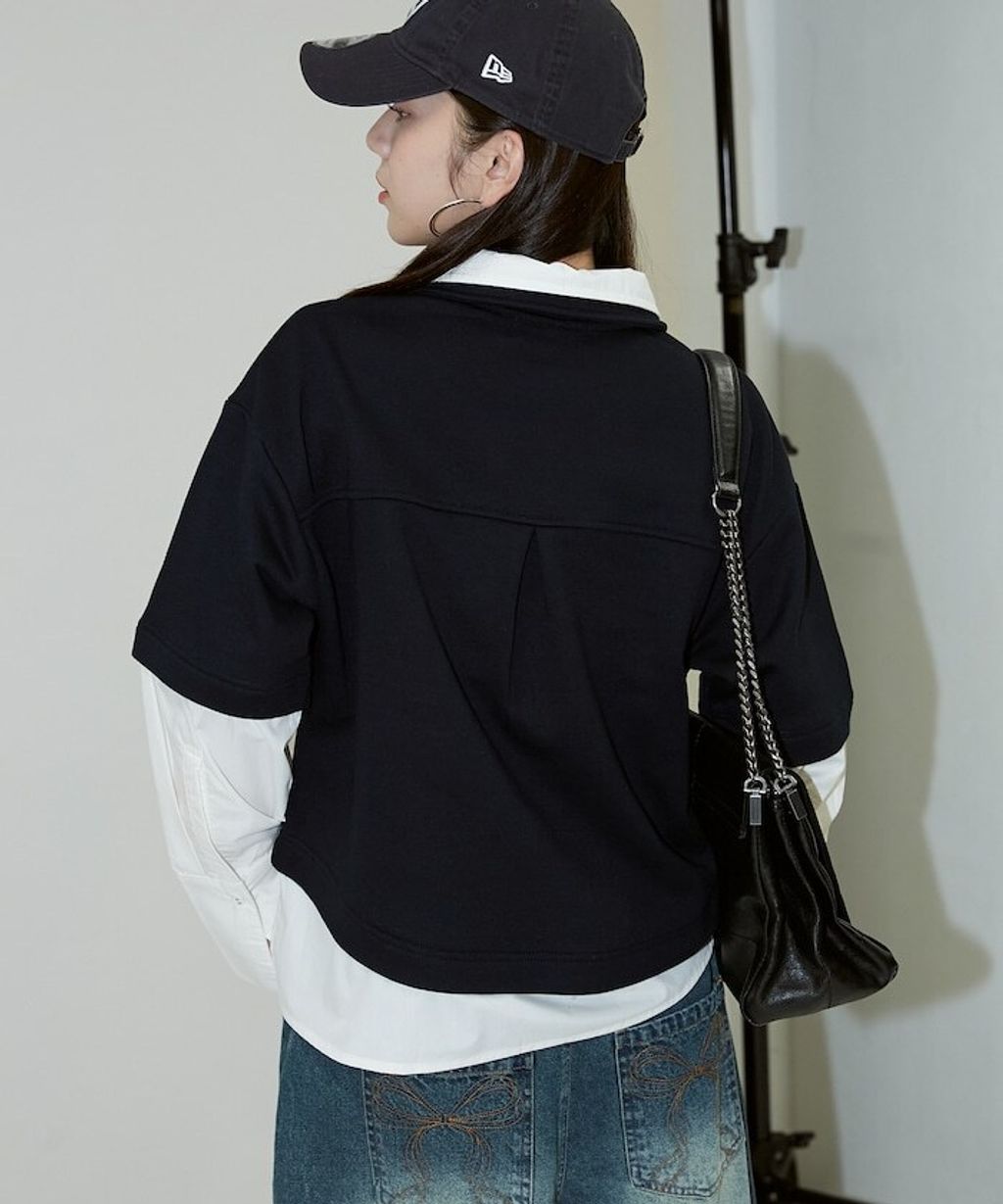 FREAKS STORE 假兩件寬鬆版型襯衫領POLO衫_26