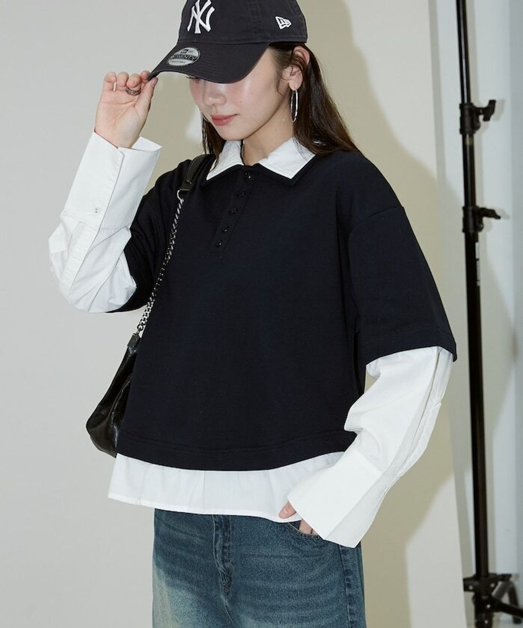 FREAKS STORE 假兩件寬鬆版型襯衫領POLO衫_24