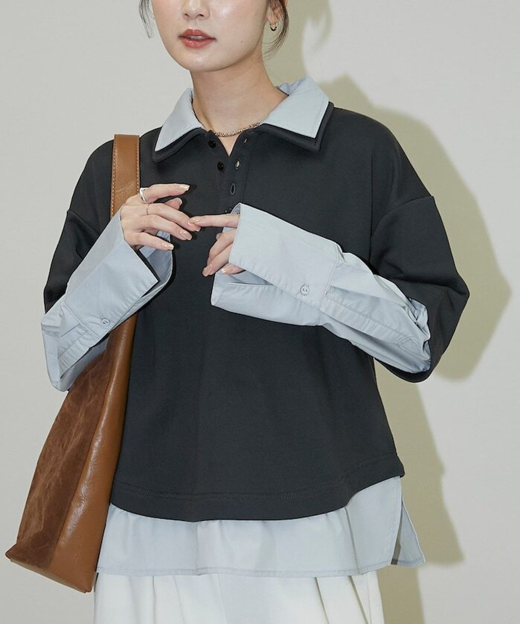 FREAKS STORE 假兩件寬鬆版型襯衫領POLO衫_15