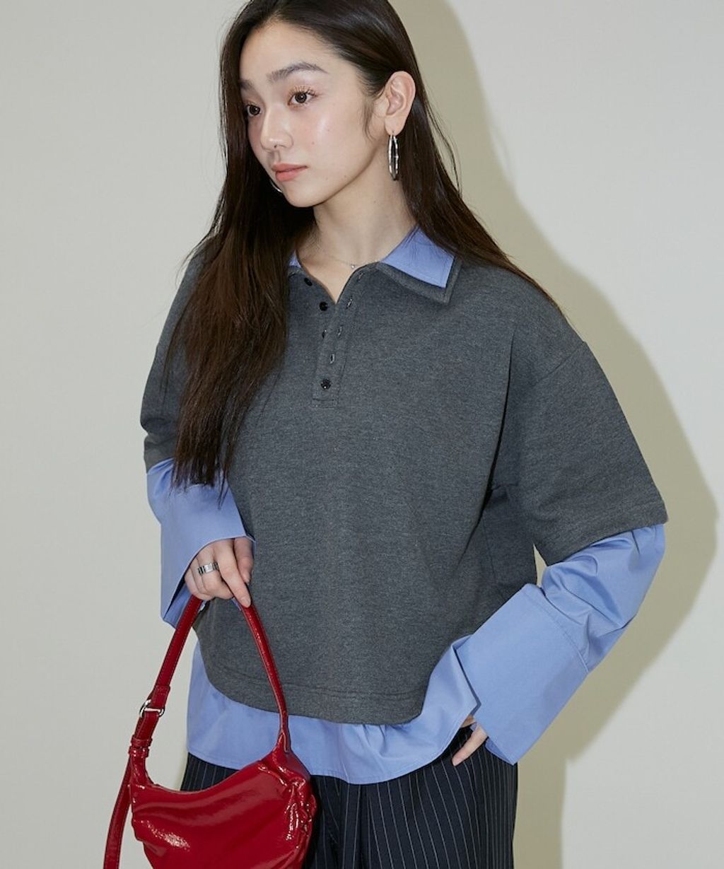 FREAKS STORE 假兩件寬鬆版型襯衫領POLO衫_7