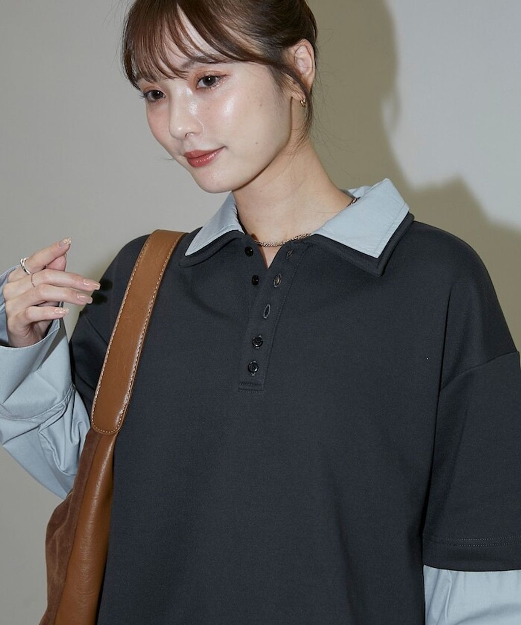 FREAKS STORE 假兩件寬鬆版型襯衫領POLO衫_22