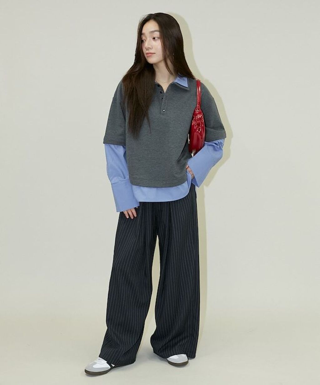 FREAKS STORE 假兩件寬鬆版型襯衫領POLO衫_9