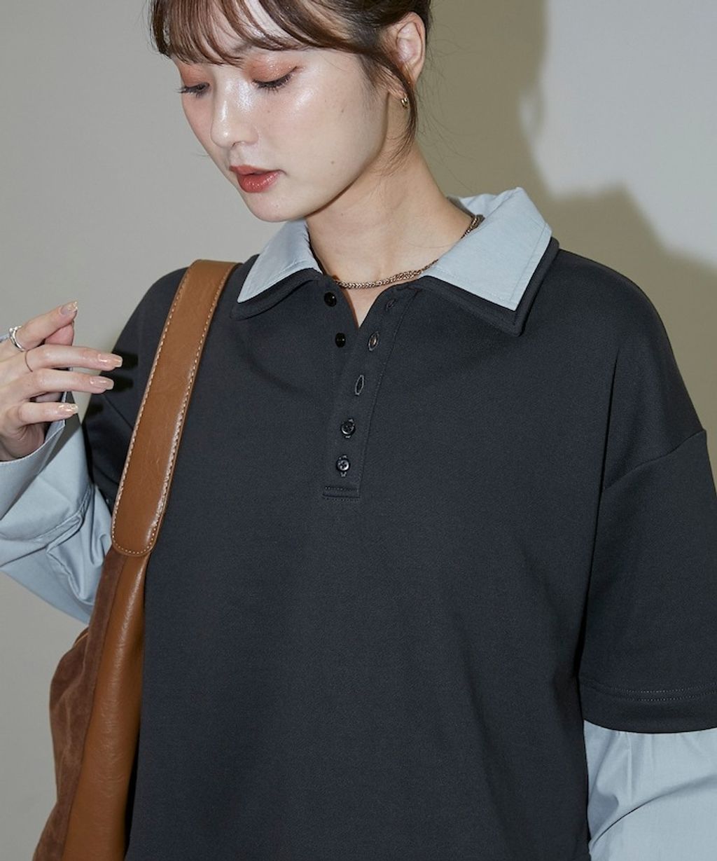 FREAKS STORE 假兩件寬鬆版型襯衫領POLO衫_16