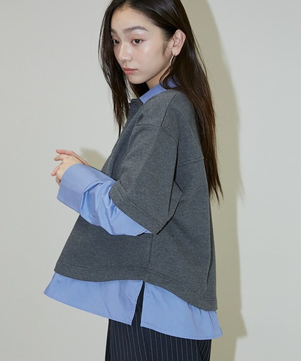 FREAKS STORE 假兩件寬鬆版型襯衫領POLO衫_5