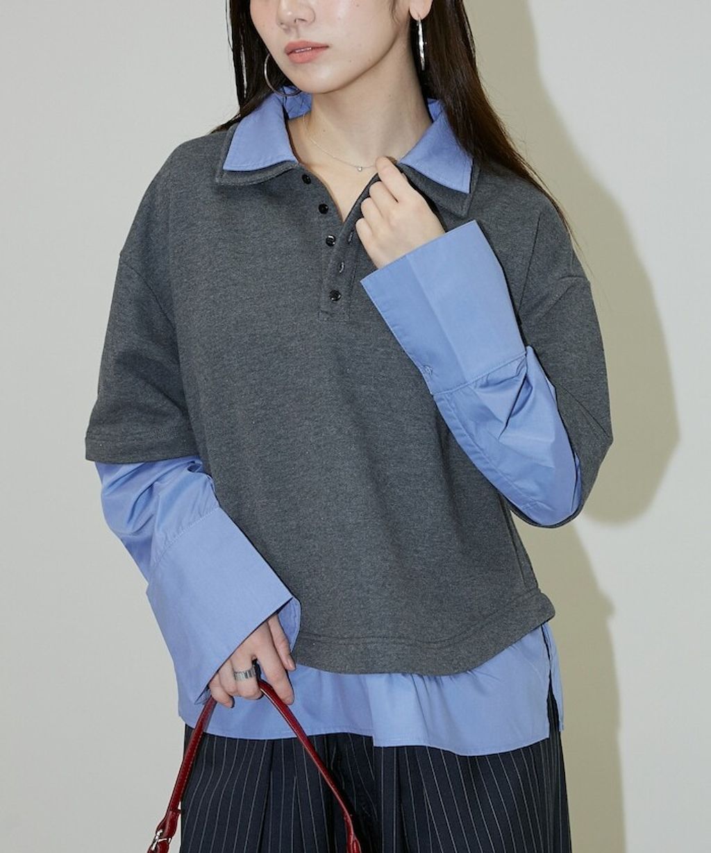 FREAKS STORE 假兩件寬鬆版型襯衫領POLO衫_8