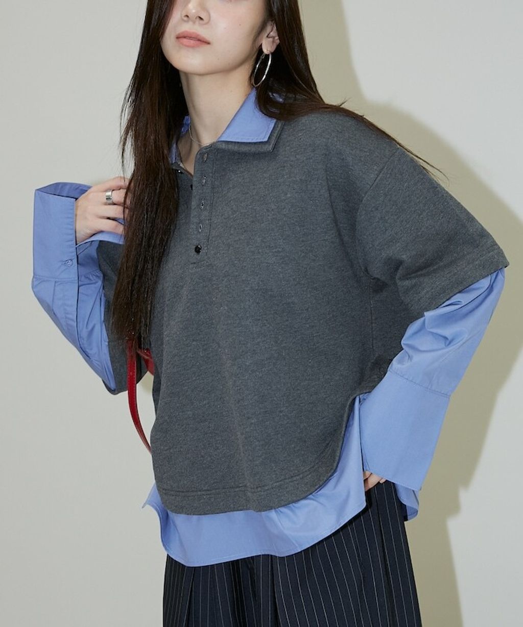 FREAKS STORE 假兩件寬鬆版型襯衫領POLO衫_13