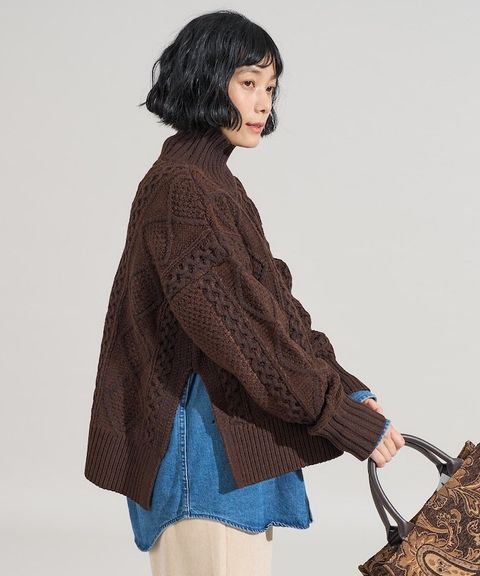 FREAKS STORE 立體混色麻花編織高領毛衣_3