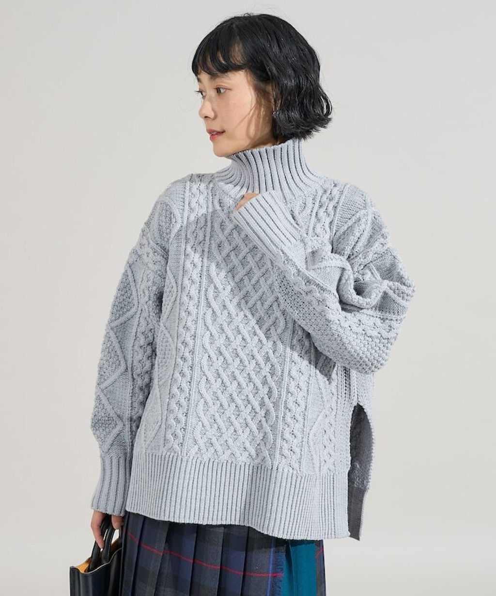 FREAKS STORE 立體混色麻花編織高領毛衣_10