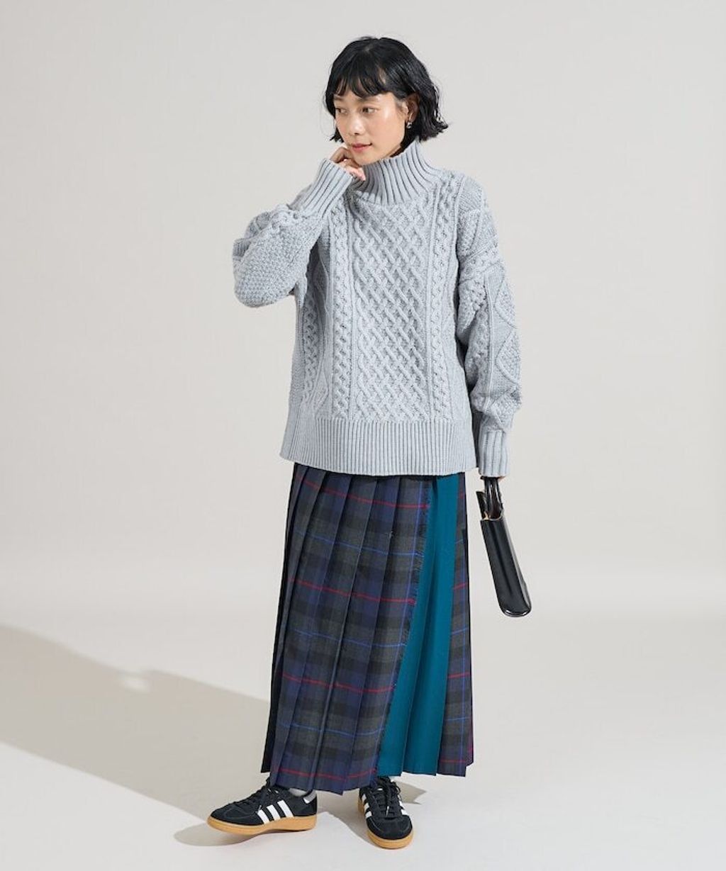 FREAKS STORE 立體混色麻花編織高領毛衣_7