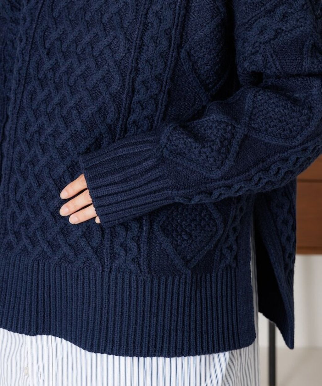 FREAKS STORE 立體混色麻花編織高領毛衣_52