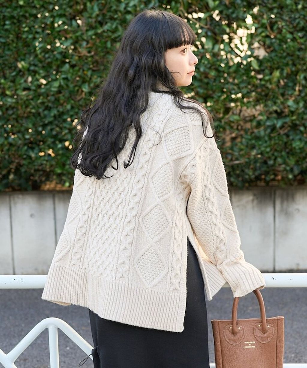 FREAKS STORE 立體混色麻花編織高領毛衣_46