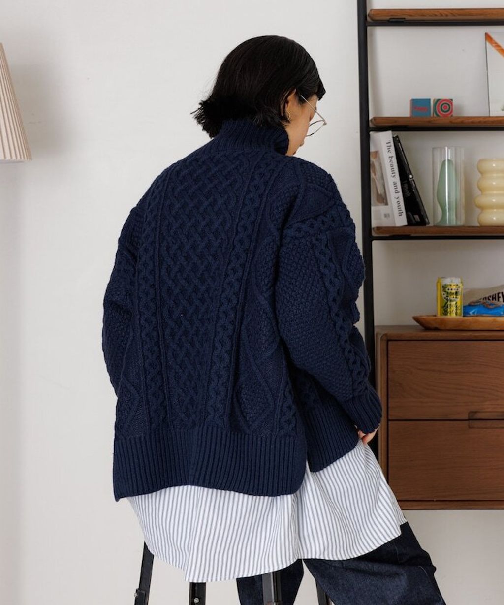 FREAKS STORE 立體混色麻花編織高領毛衣_38