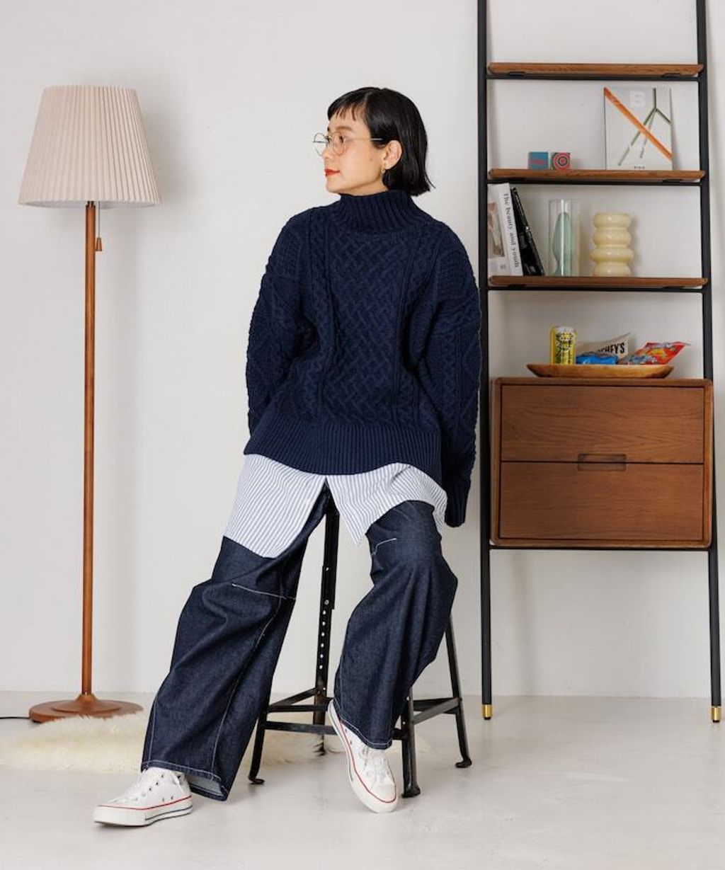 FREAKS STORE 立體混色麻花編織高領毛衣_34