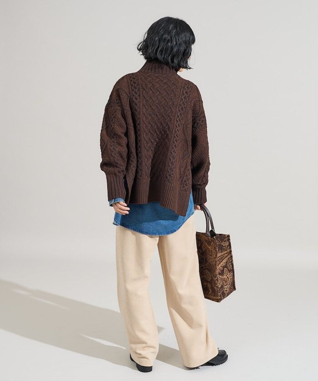 FREAKS STORE 立體混色麻花編織高領毛衣_18