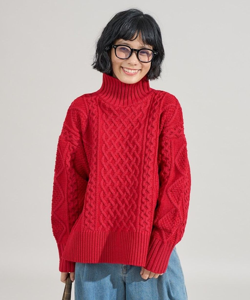 FREAKS STORE 立體混色麻花編織高領毛衣_32