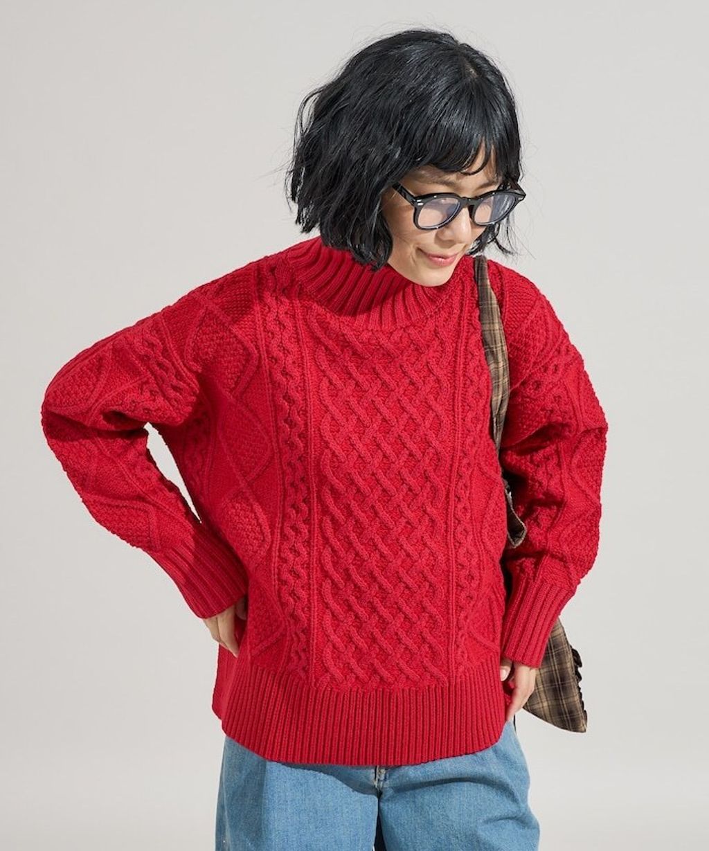 FREAKS STORE 立體混色麻花編織高領毛衣_29