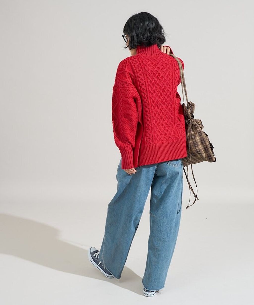 FREAKS STORE 立體混色麻花編織高領毛衣_28