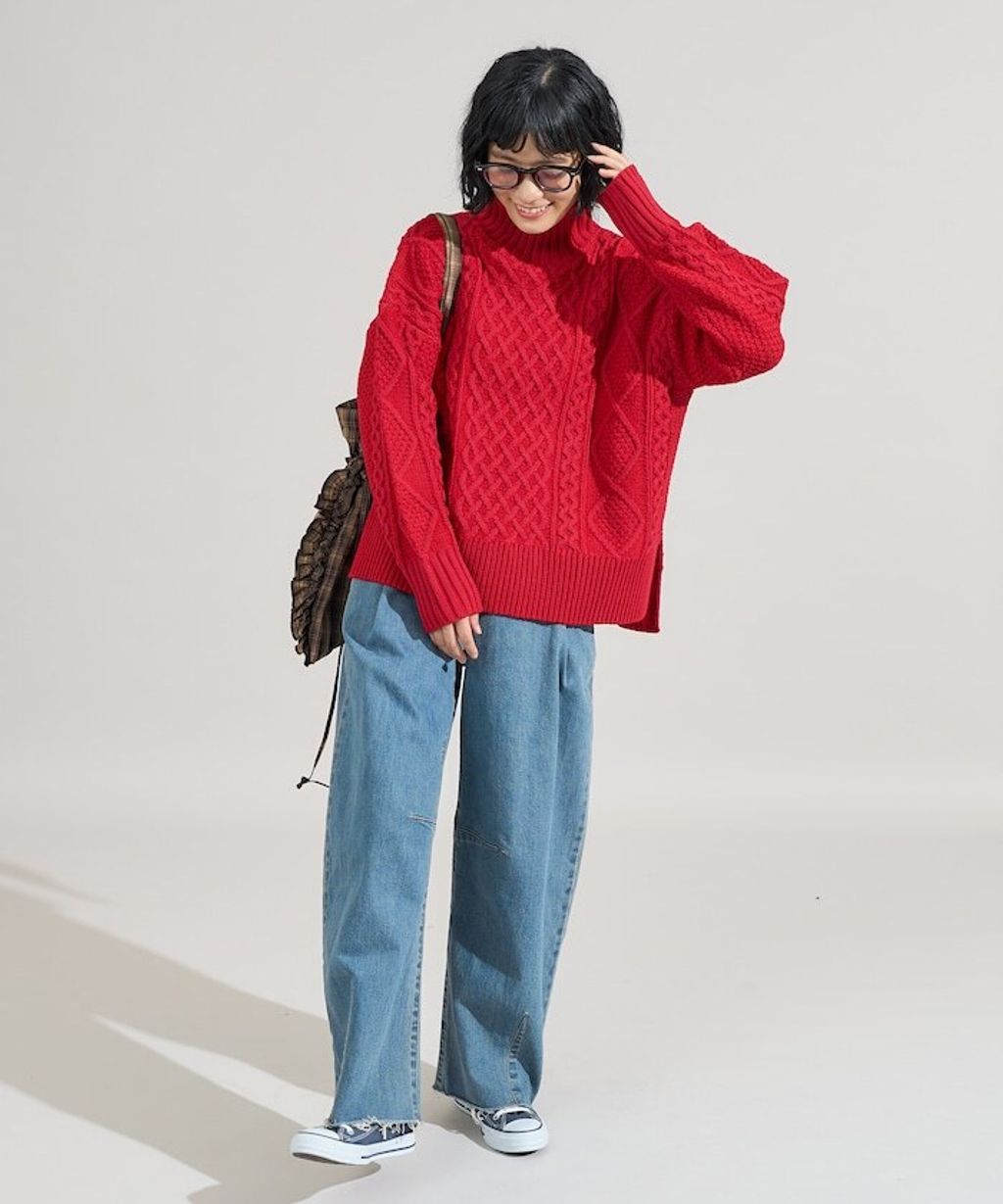 FREAKS STORE 立體混色麻花編織高領毛衣_26