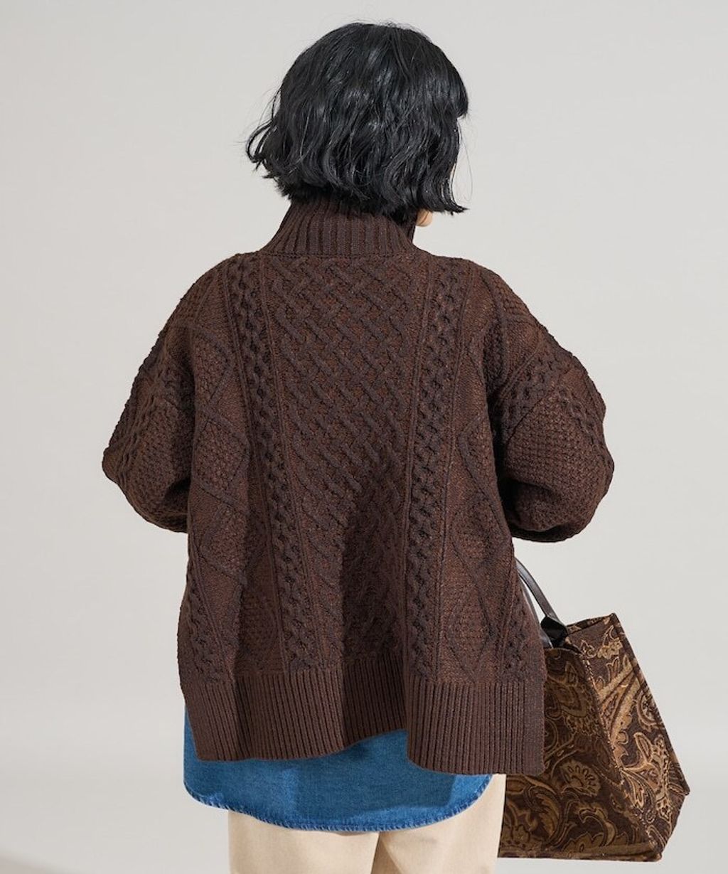 FREAKS STORE 立體混色麻花編織高領毛衣_22