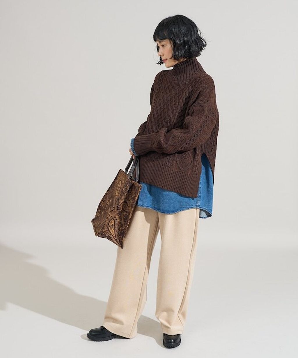 FREAKS STORE 立體混色麻花編織高領毛衣_19