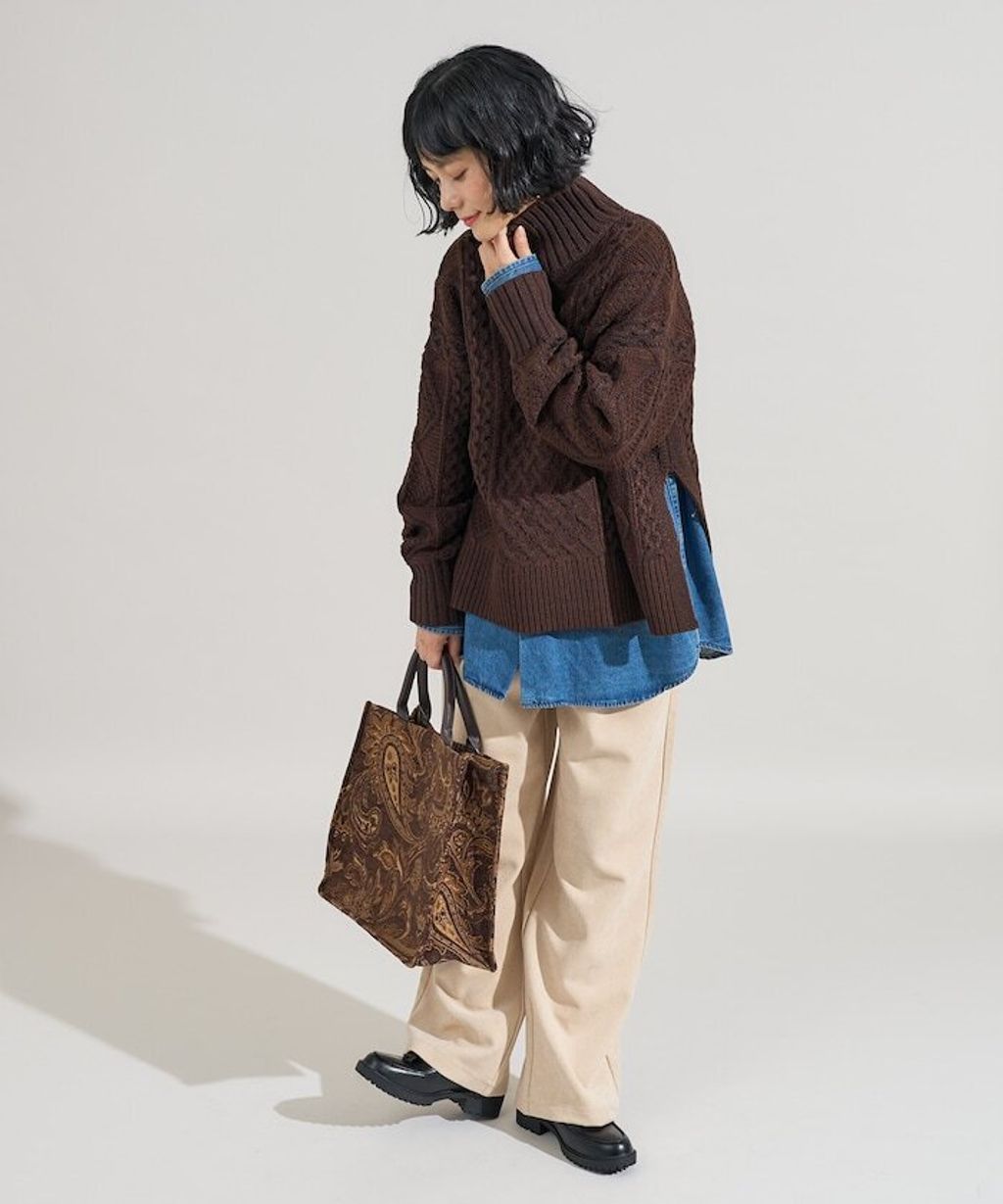 FREAKS STORE 立體混色麻花編織高領毛衣_15