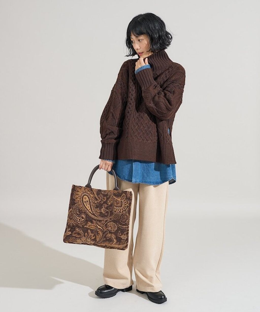 FREAKS STORE 立體混色麻花編織高領毛衣_16