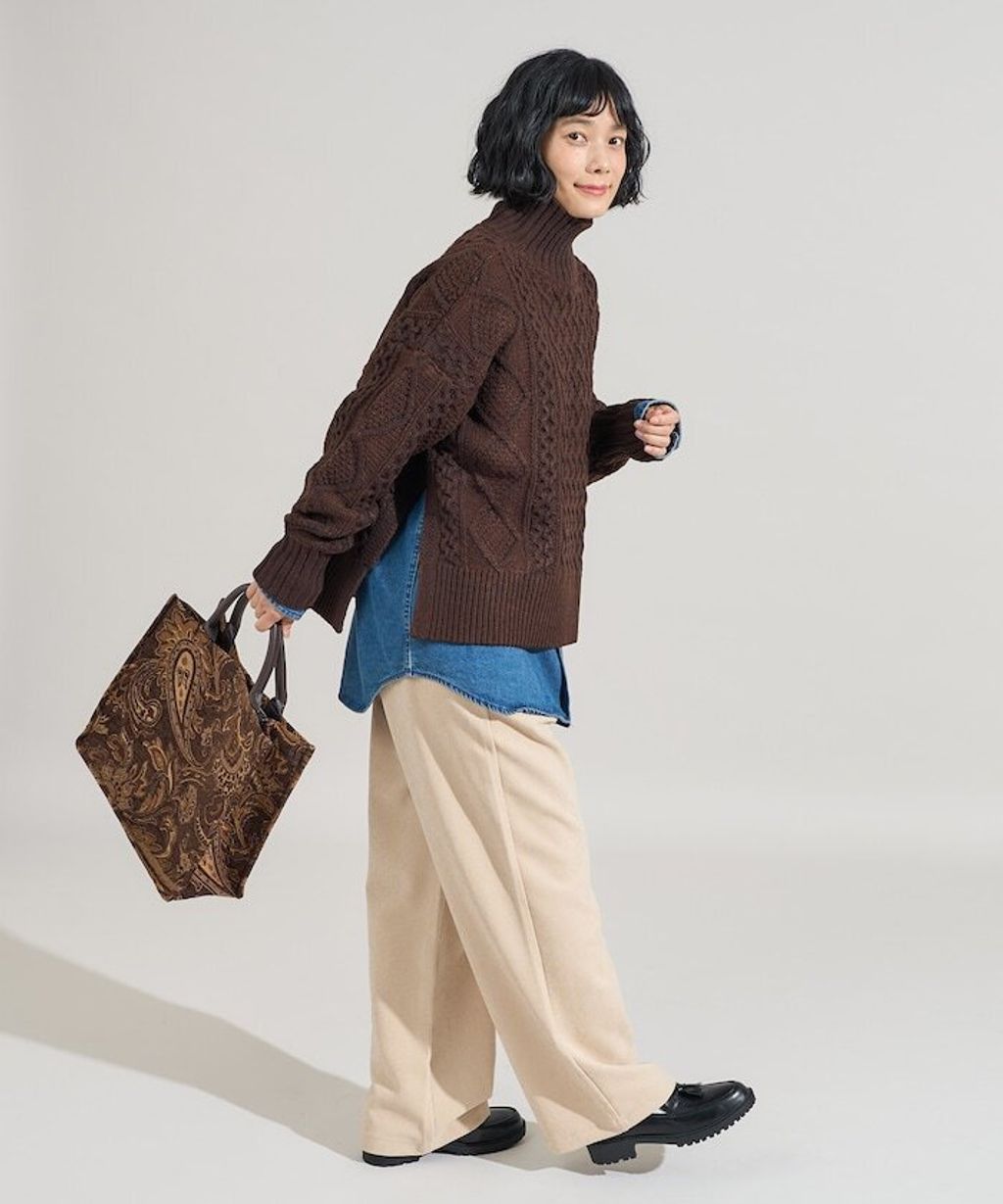 FREAKS STORE 立體混色麻花編織高領毛衣_17