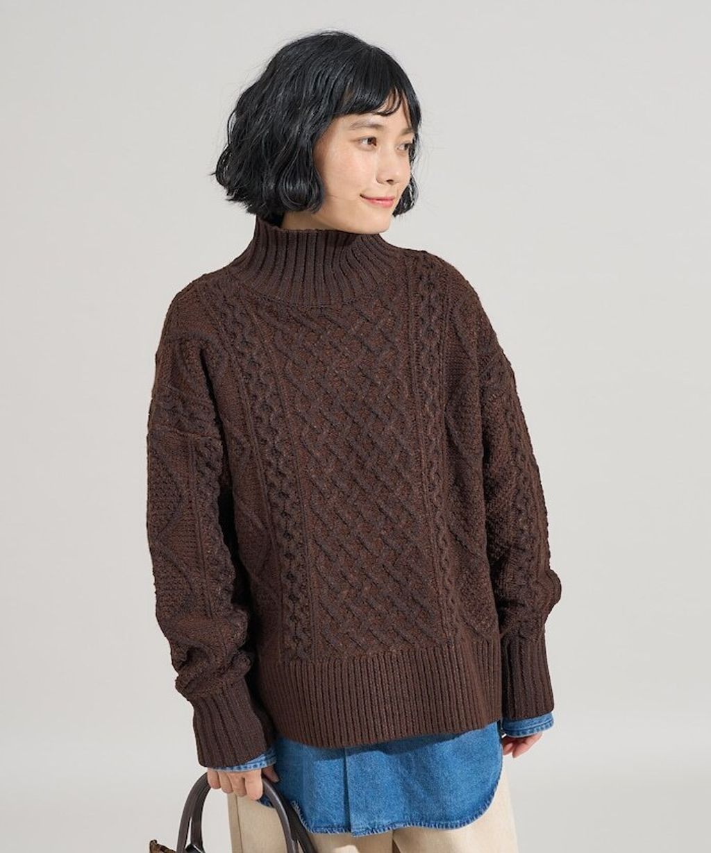 FREAKS STORE 立體混色麻花編織高領毛衣_20